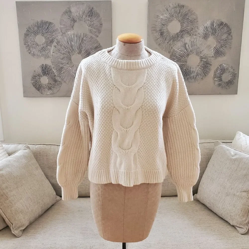 J.Crew Cable-knit Balloon Sleeve Sweater sz Sm